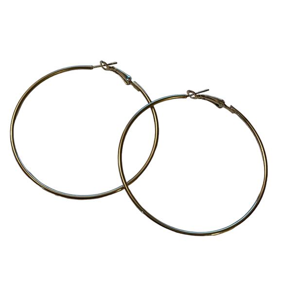 Silver Oversized Hoop Earrings NEW - Picture 2 of 4